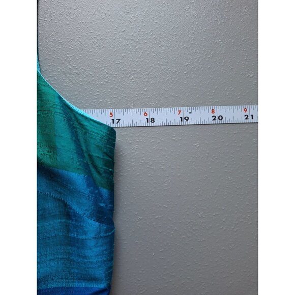 Talbots Silk Sleeveless Top 6P Fitted Colorblock Blue Green Textured Corpcore - Picture 5 of 6